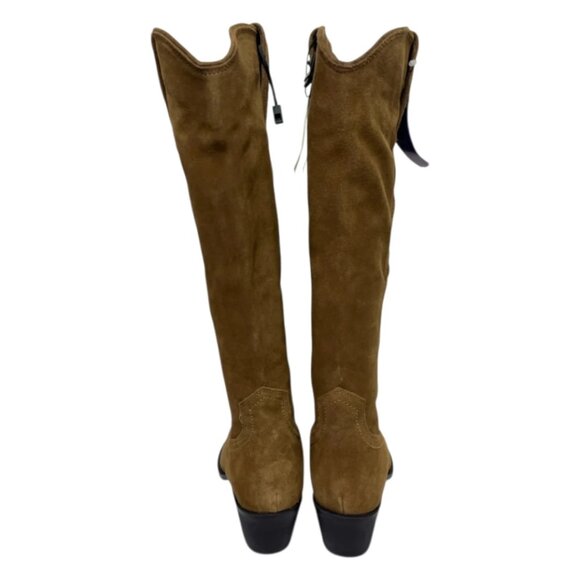 NWT Zara Tan Suede Cowboy Boots Size 39 / US 8 Block Heel Pull-On - Picture 5 of 7
